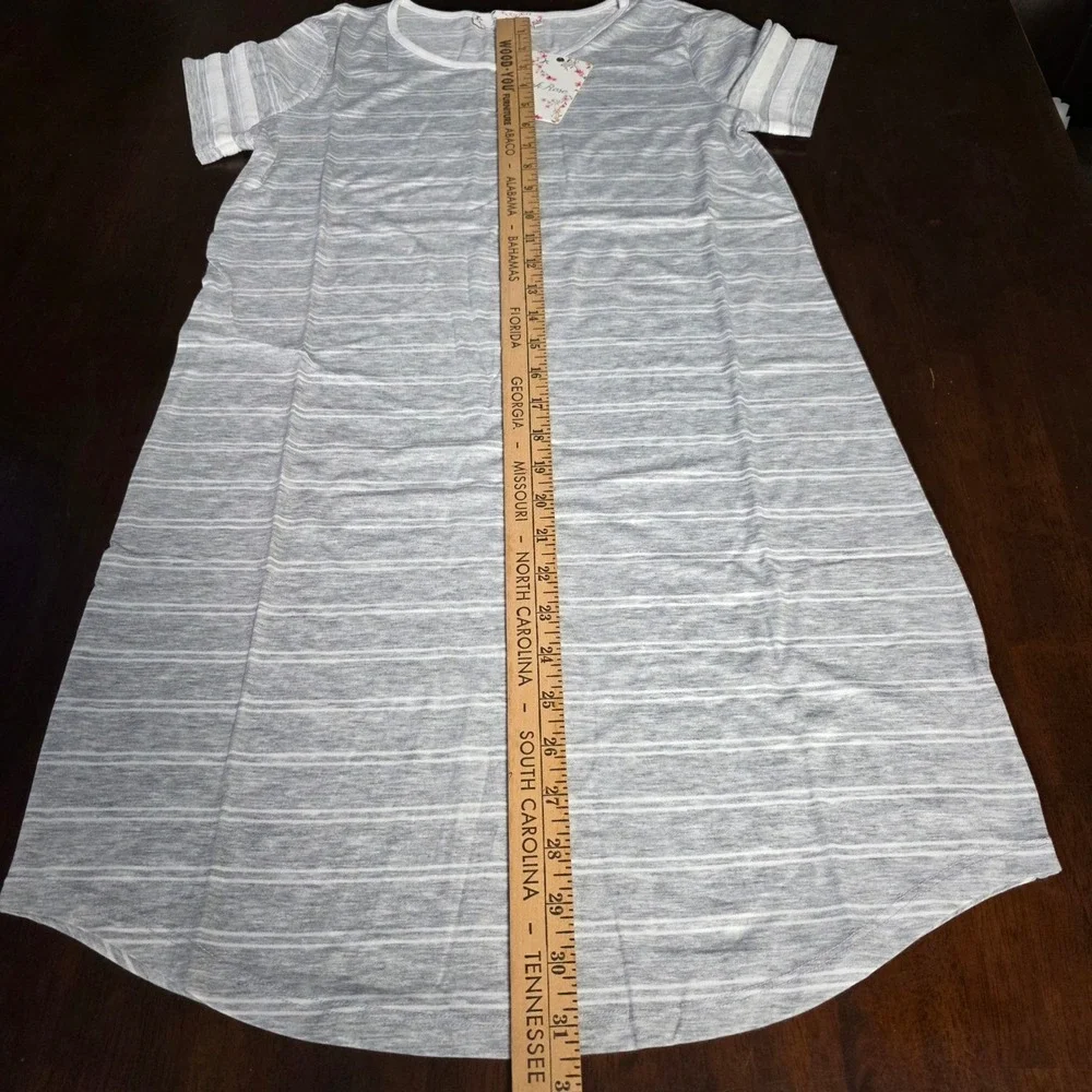 Pink Rose Womens Gray Striped Short Sleeve T-Shirt Dress Size Small